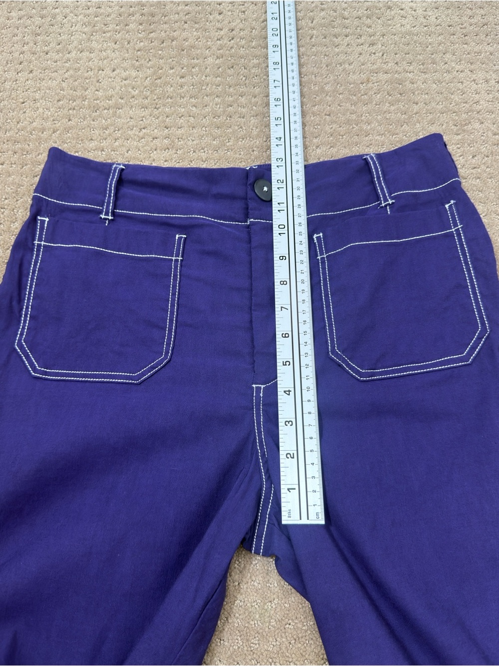 Maeve Purple Colette Wide-Leg Pants with White Topstitch - Picture 7 of 12